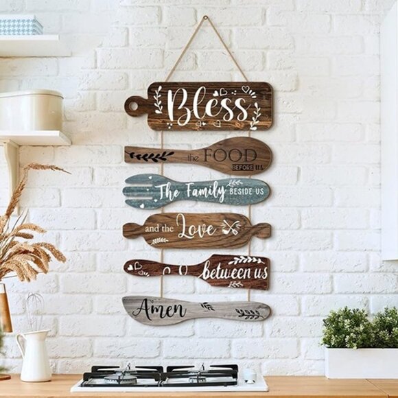Other - NEW 6 Pcs Bless the Food Before Us Sign Farmhouse Kitchen Wall Decor